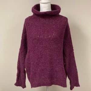 FREE PEOPLE Alpaca Wool Oversized Chunky Turtleneck Sweater with Loose Knit Sz M